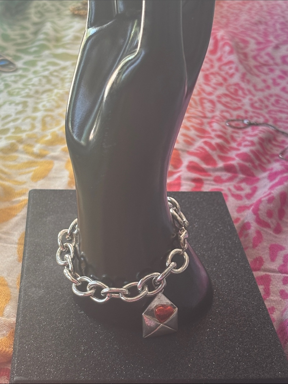 Love letter with love silver link charm bracelet